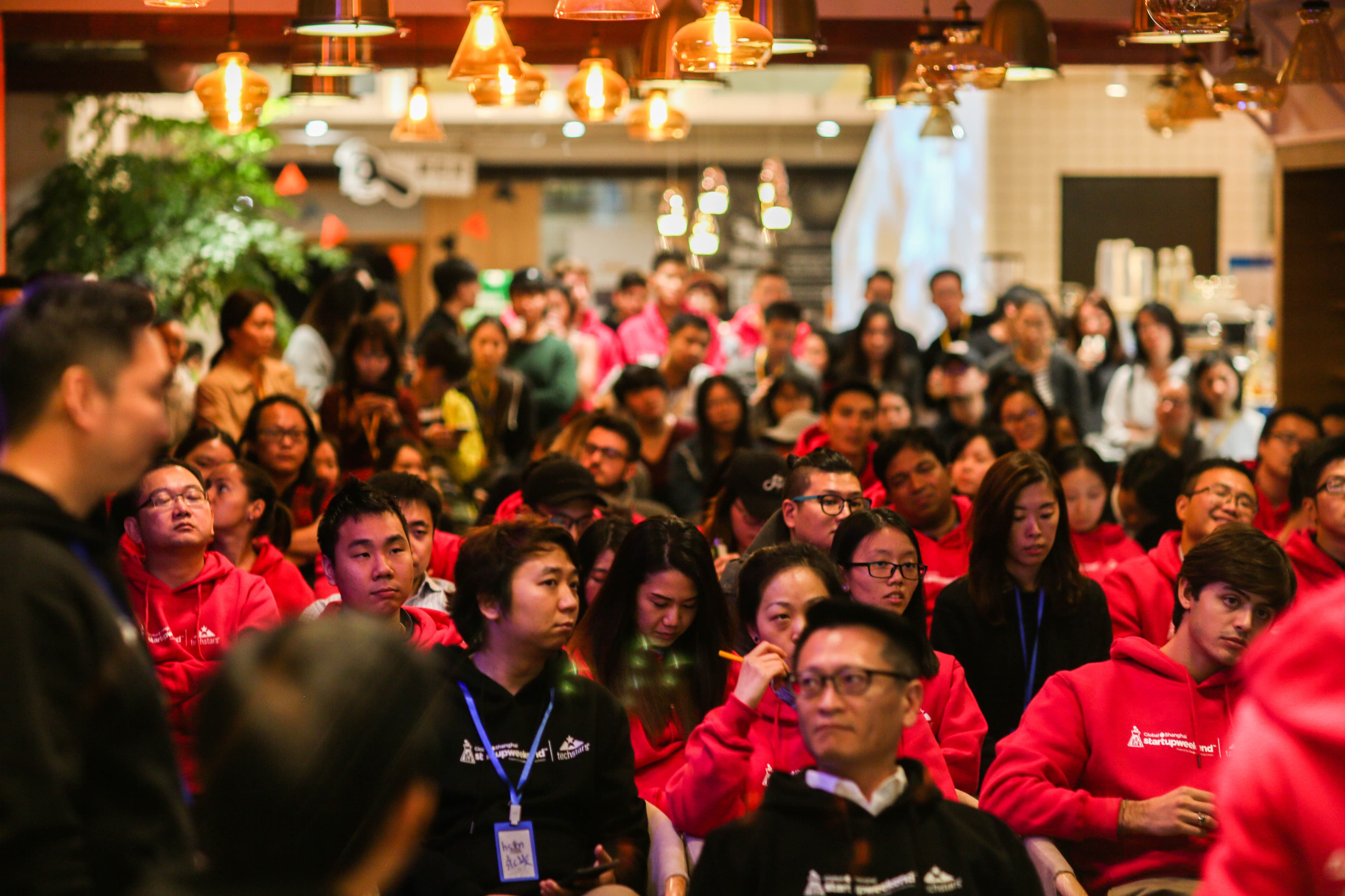 Packed audience at a startup event in Shanghai